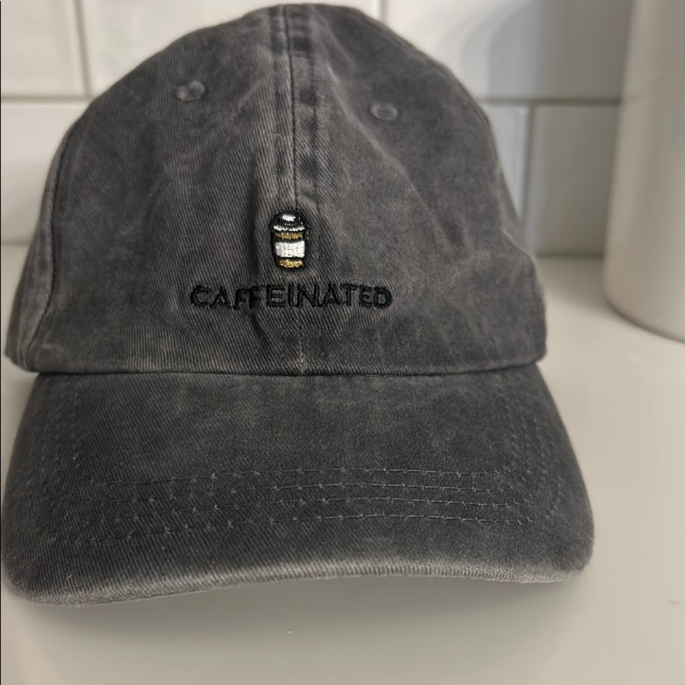 Gray Caffeinated Embroidered Cap